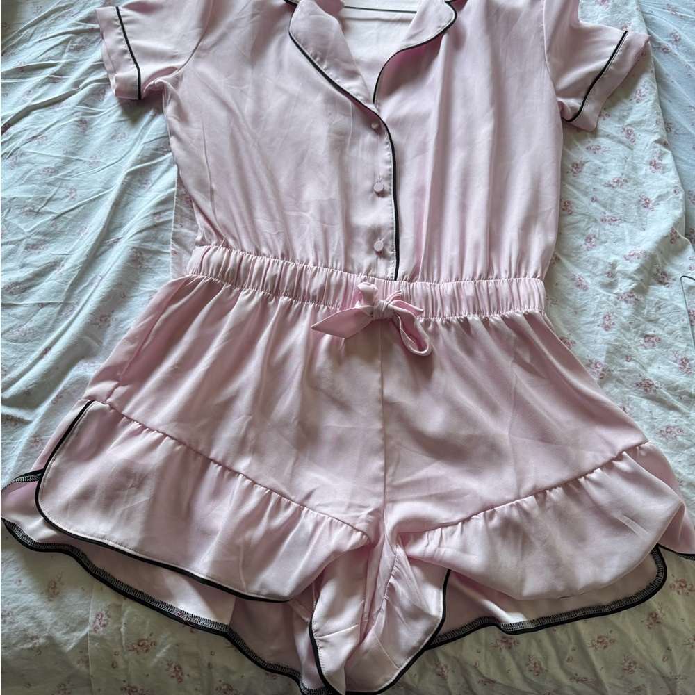 Victoria's Secret Light Pink Satin Pajama Romper